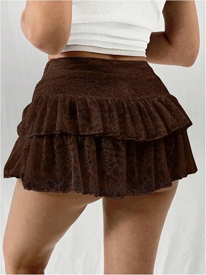 Premium Ruffle Lace Skort Mini