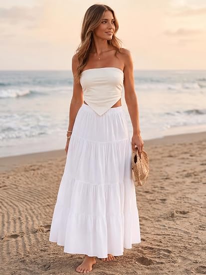 Luxury Tiered High Waist Maxi Skirt