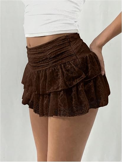 Premium Ruffle Lace Skort Mini