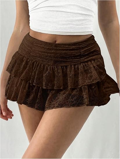 Premium Ruffle Lace Skort Mini