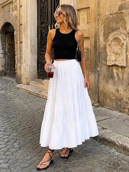 Luxury Tiered High Waist Maxi Skirt