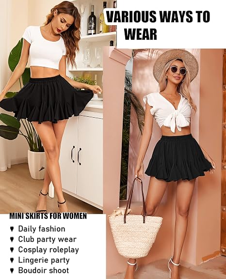 Ultra Soft Ruffle Flare Mini Skirt